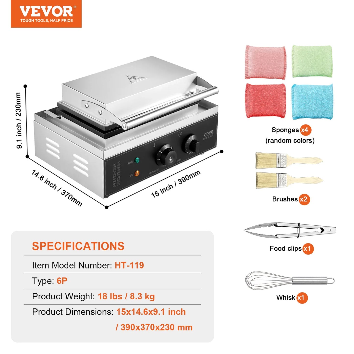 SucceBuy Commercial Waffle Stick Maker 6PCS Waffle Baker Machine Non-Stick Stainless Steel Corn Hot Dog Waffle for Restaurant