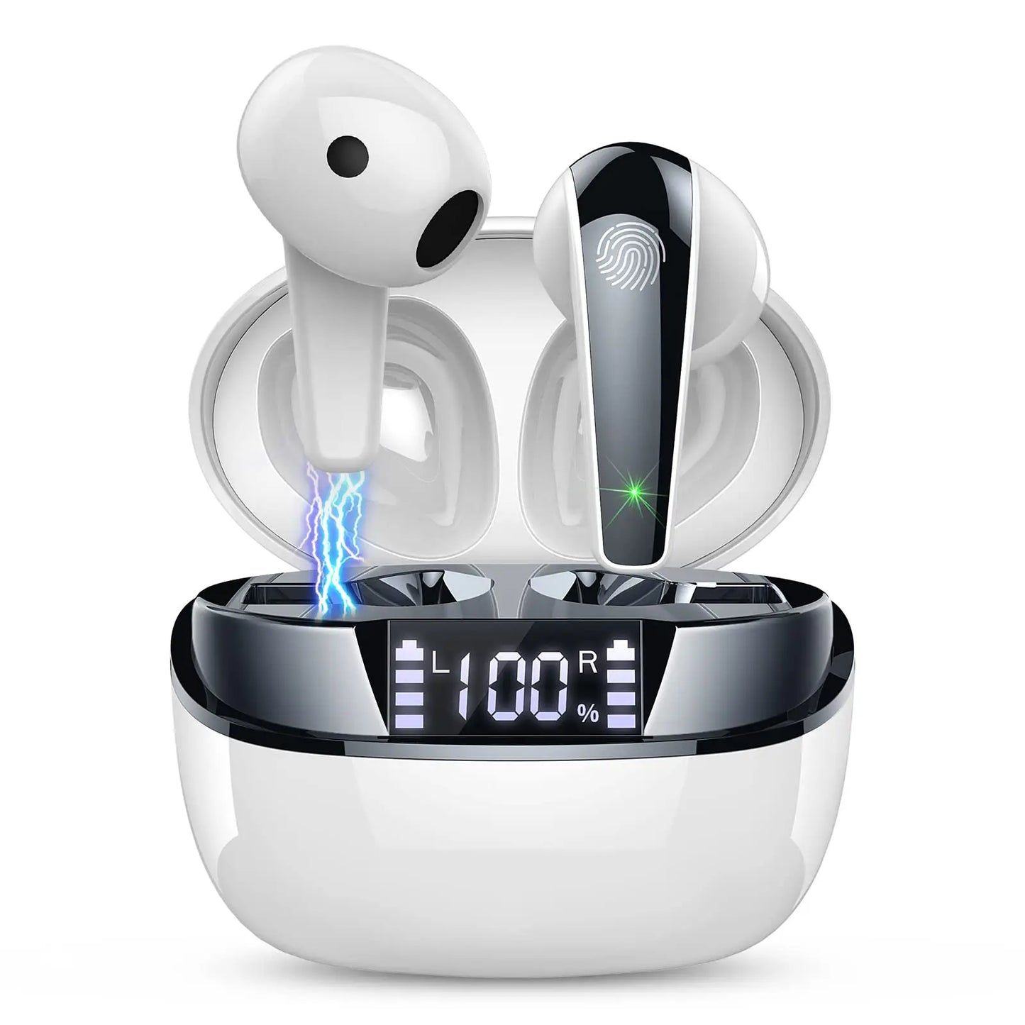 Wireless Earbuds, Bluetooth 5.3 Headphones In Ear with Dual Mic, 35H Wireless Earphones Sport with ENC Noise Canceling Mic.