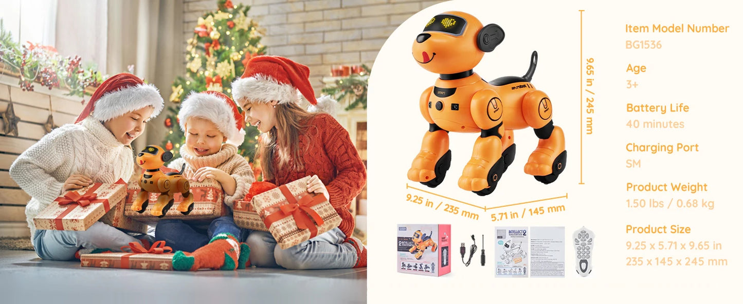 SucceBuy Remote Control Robot Dog Toy Dog Programmable Smart Interactive Robotic Pet for Kids Singing Dancing RC Stunt Toy