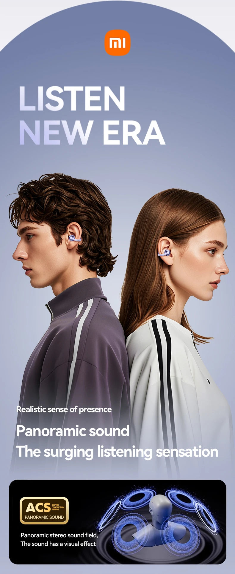 XIAOMI Mijia Wireless Earphone Open Ear M91 Ear Clip ENC Headset Bluetooth 5.4 HD Call Touch Control Headphone for Android iOS