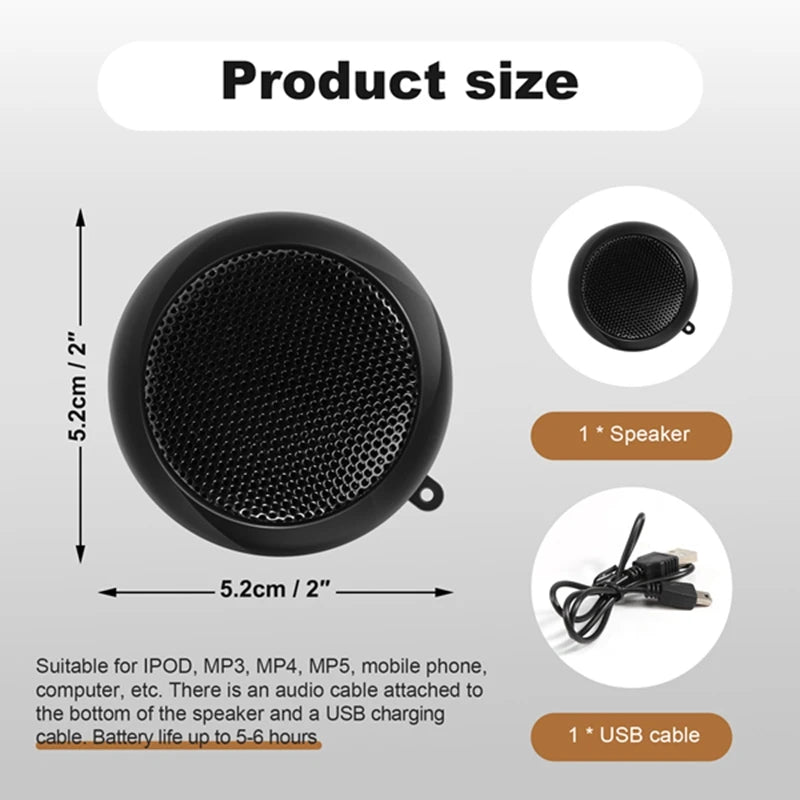 Mini Speaker Portable Rechargeable Travel Speaker With Aux Input Wired 3.5Mm Headphone Jack