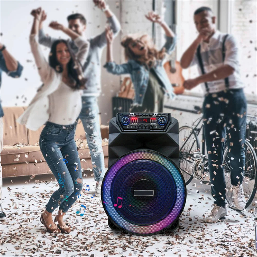 4500W Portable Bluetooth Party Speaker 18" Subwoofer Heavy Bass Sound System Dj Karaoke Led Light Loud Rechargeable Speaker