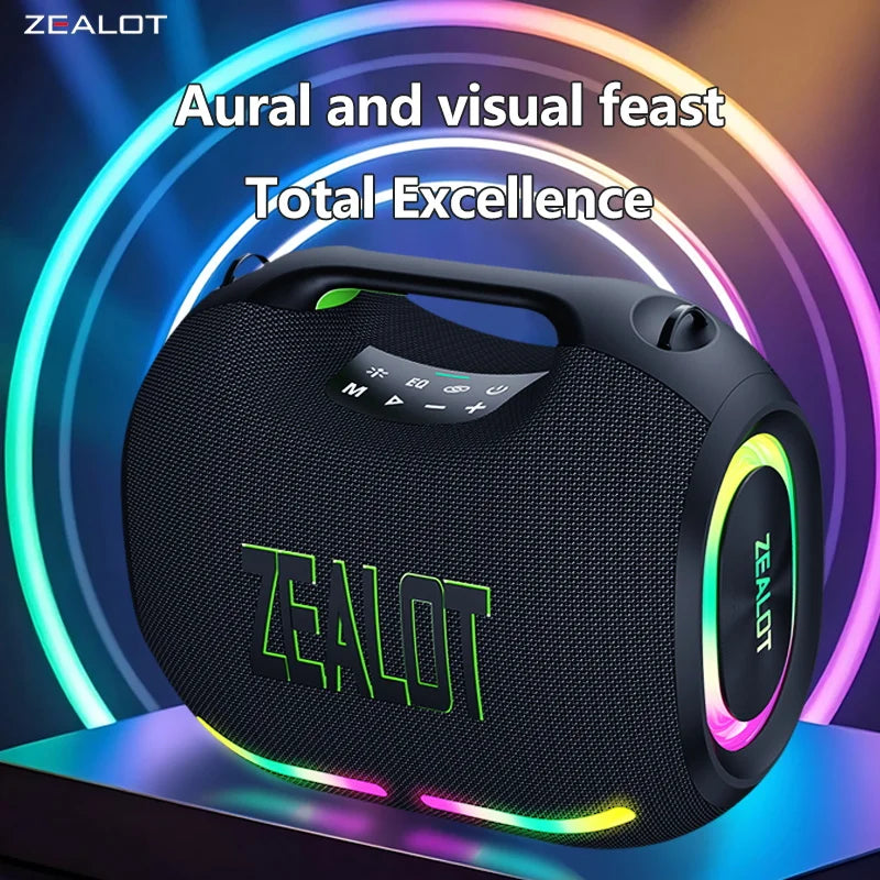 ZEALOT ZE01 120W Wireless Speaker With Carry Handle, TWS Dual Pairing, Fast Charging, 24000mAh Power bank, EQ Mode, RGB Light.
