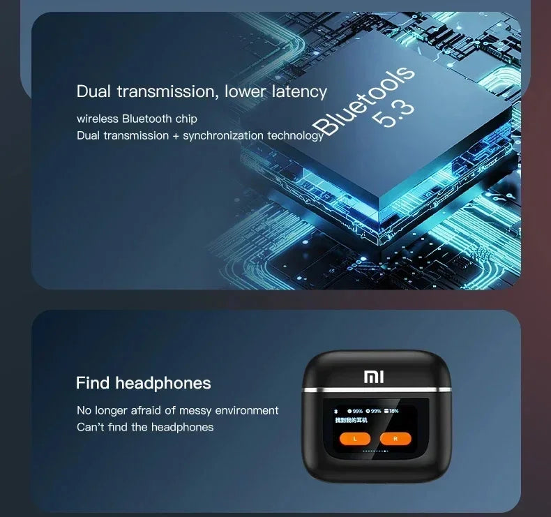 Xiaomi TWS V8 ANC+ENC wireless Bluetooth noise cancelling headphones with microphone, in ear touch screen headphones