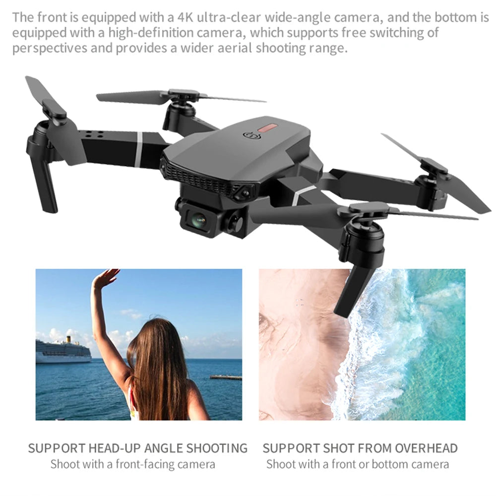 E88 Pro RC Drone WiFi FPV Height Hold Foldable Obstacle Avoidance 4K Wide-Angle HD Camera Quadrotor Helicopter Children's Toys