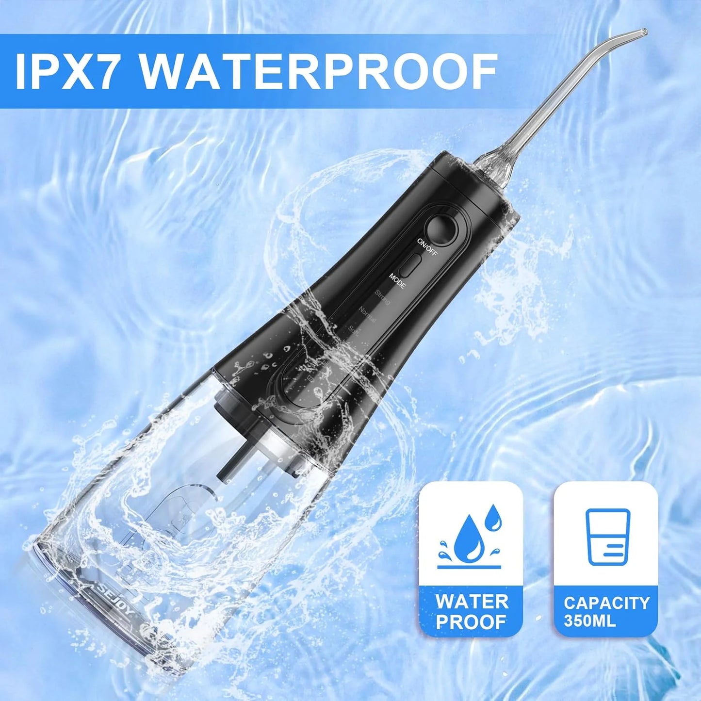 SEJOY Dental Oral lrrigator for Men Women Teeth Cleaner Portable Dental Water Flosser 4 Modes IPX7 Mouth Washing Machine