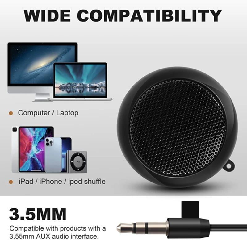 Mini Speaker Portable Rechargeable Travel Speaker With Aux Input Wired 3.5Mm Headphone Jack