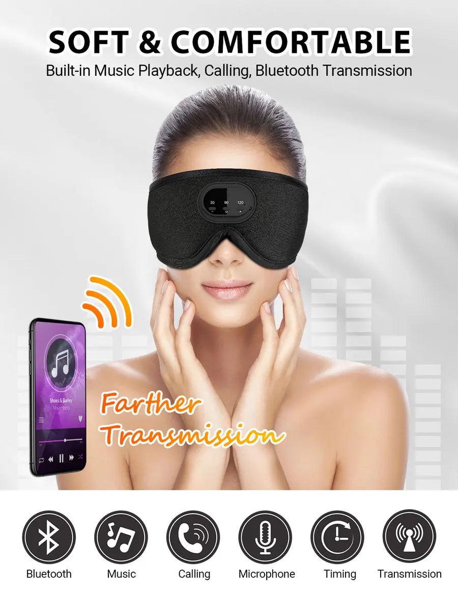 White noise version 3D wireless music sleep headset bluetooth eye mask microphone call manufacturers Dropshipping Christmas Gift