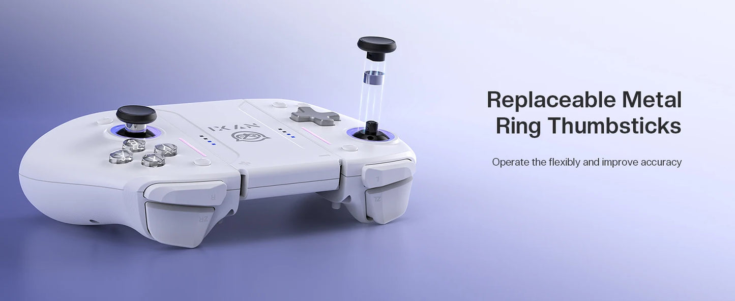 NYXI Hyperion Pro Hall Joystick Wireless Game Controller White Gamepad with RGB Lights for Nintendo Switch PC Controller