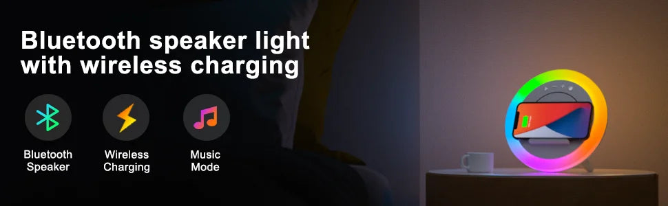 Bluetooth Speaker with Night Light, Wireless Charging, Perfect Teenage Birthday Gift for Tween Girls