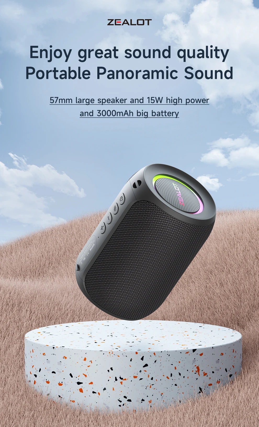 S32PRO Mini Bluetooth Speaker Portable Wireless Column HIFI Stereo Waterproof Sound Box 15W Wireless Speaker for Outdoor