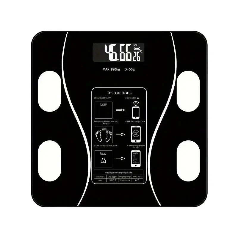 Intelligent Bathroom Scale, Digital Body Scale, With Backlit LED Display Screen And Sturdy Tempered Glass Suitable for home use