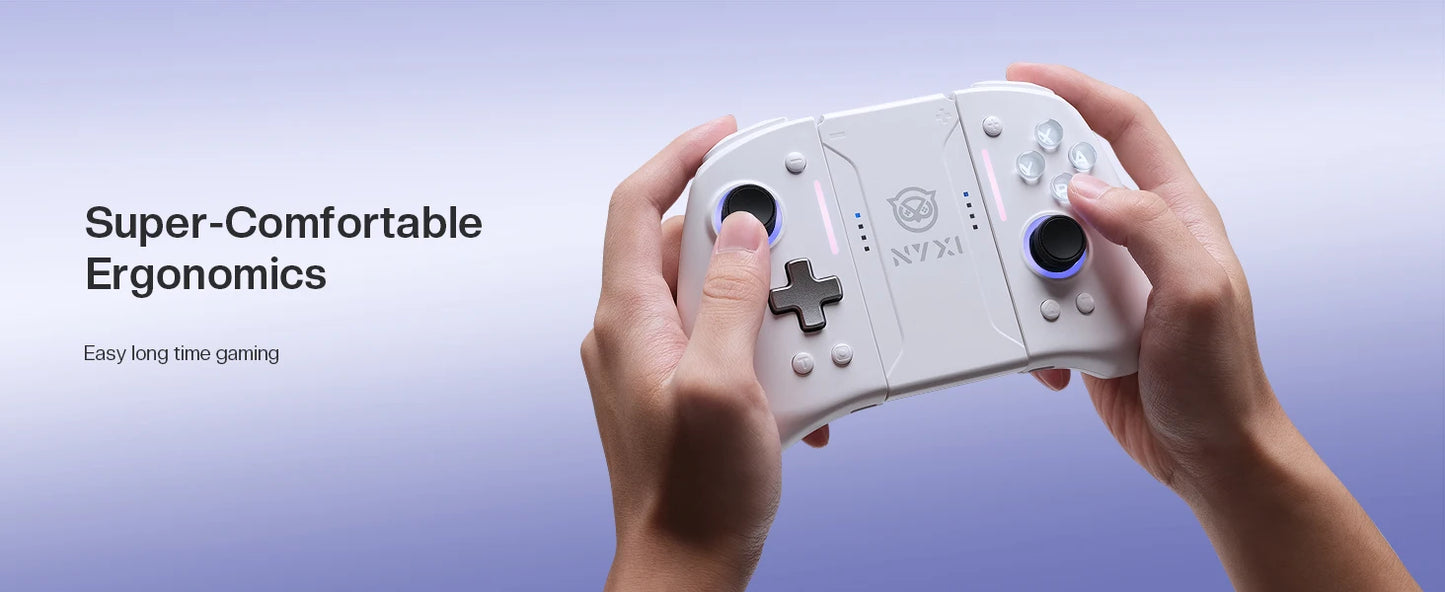 NYXI Hyperion Pro Hall Joystick Wireless Game Controller White Gamepad with RGB Lights for Nintendo Switch PC Controller