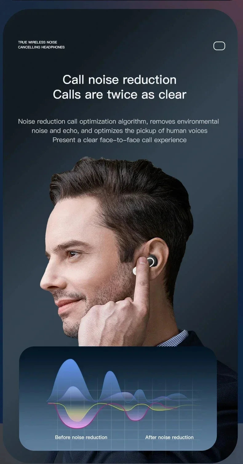 Xiaomi TWS V8 ANC+ENC wireless Bluetooth noise cancelling headphones with microphone, in ear touch screen headphones