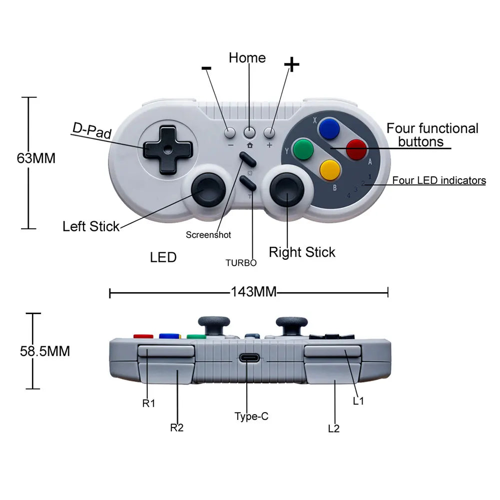 Wireless Gamepad Controller for Nintendo Switch Gamepad Game Controller for Windows PC Dual Motor Vibration Turbo Function