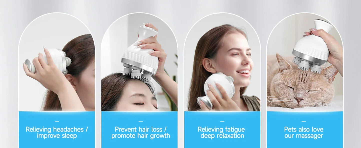 Electric Hair Scalp Massager with Kneading 84 Massage Node, Handheld Scratcher Massager for Hair Growth, Deep Clean,Stress Relax
