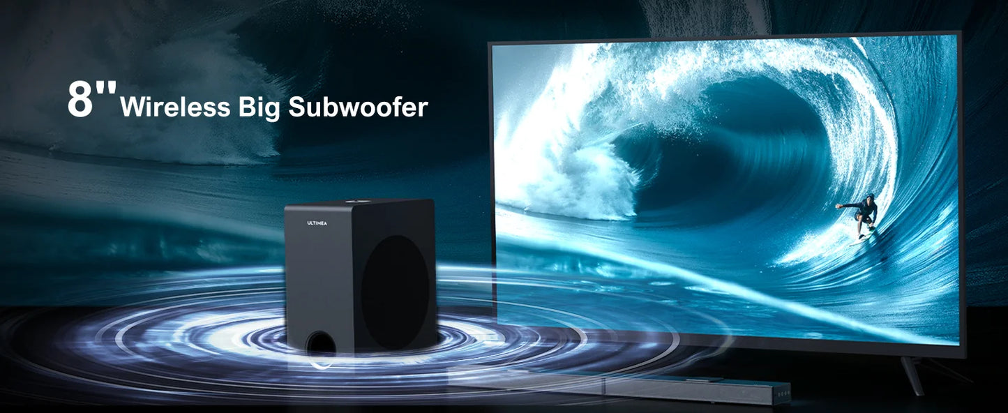 ULTIMEA 5.1.2 Dolby Atmos Soundbar, 360° ASL-Aural Spatial & Localization Technology, 4K HDR Pass-through Bluetooth Home Theater