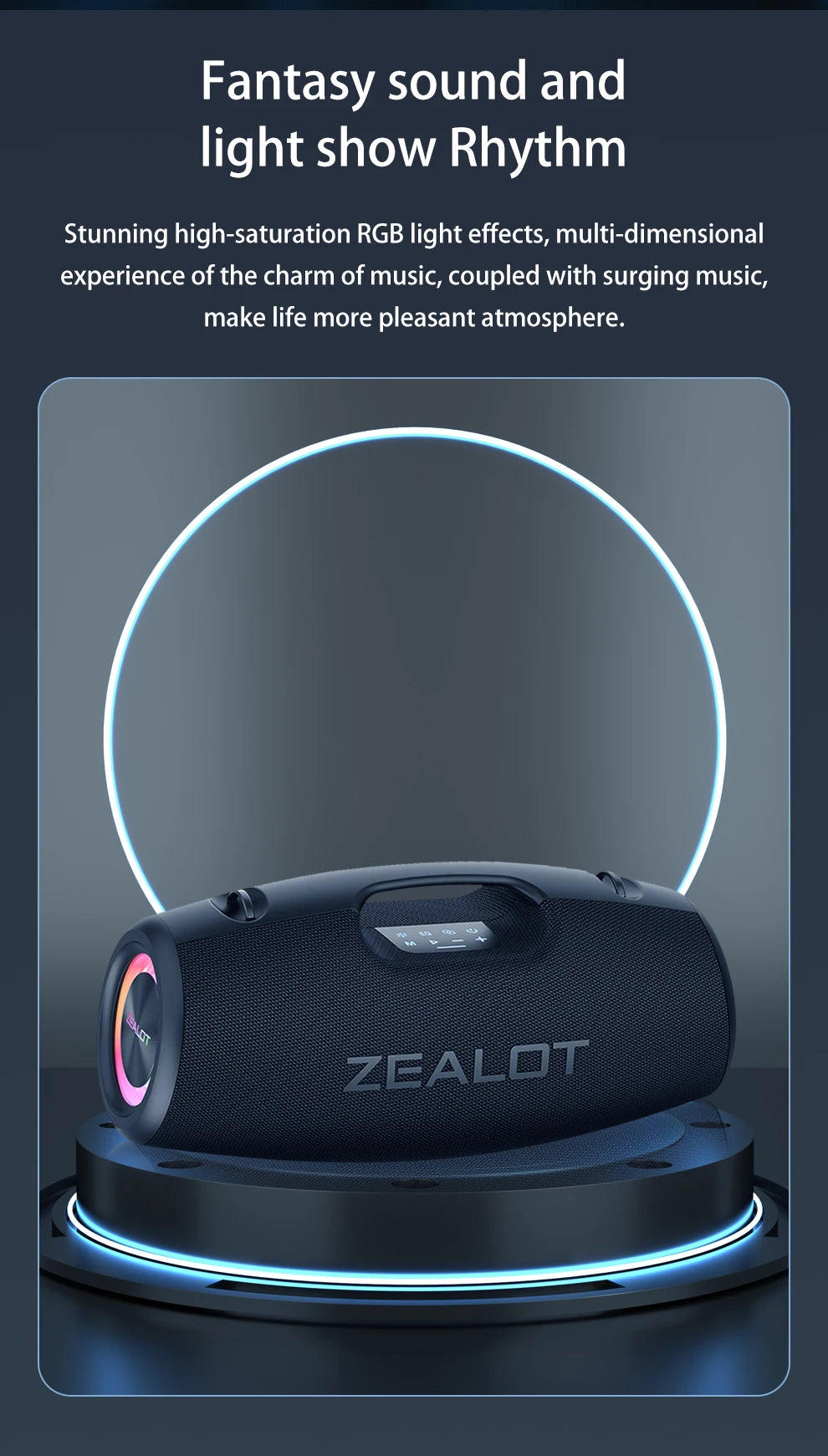 Zealot S78 100W Wireless Speakers, DSP Technology ,Dream Light, Outdoor Portable Subwoofer Speaker , Dual Pairing,24000mAh.