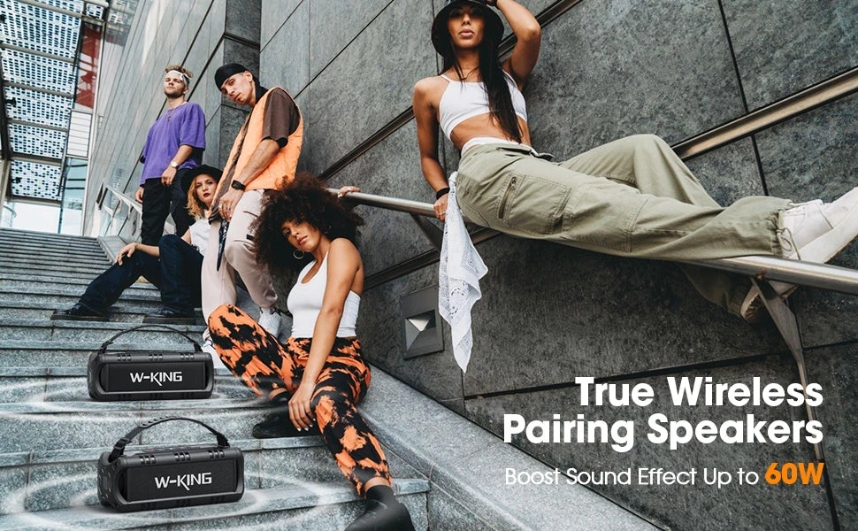 W-KING Bluetooth Speaker, 30W Portable Wireless Loud Speakers, IPX6 Waterproof Outdoor Speaker, 24H Playtime, EQ, AUX, TF Card
