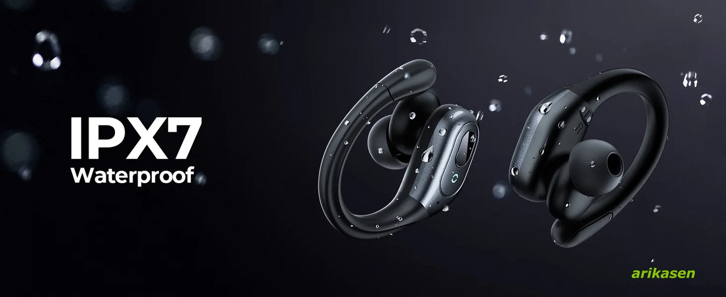 Bluetooth Headphones Wireless Earbuds 5.3 Sports Earbuds 75H Playtime IPX7 Waterproof LED Power Display Over Ear Buds Deep Bass