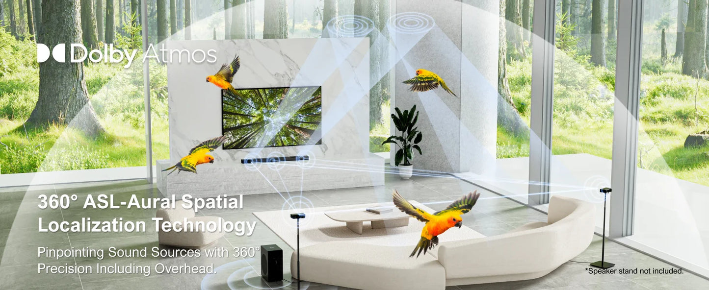ULTIMEA 5.1.2 Dolby Atmos Soundbar, 360° ASL-Aural Spatial & Localization Technology, 4K HDR Pass-through Bluetooth Home Theater