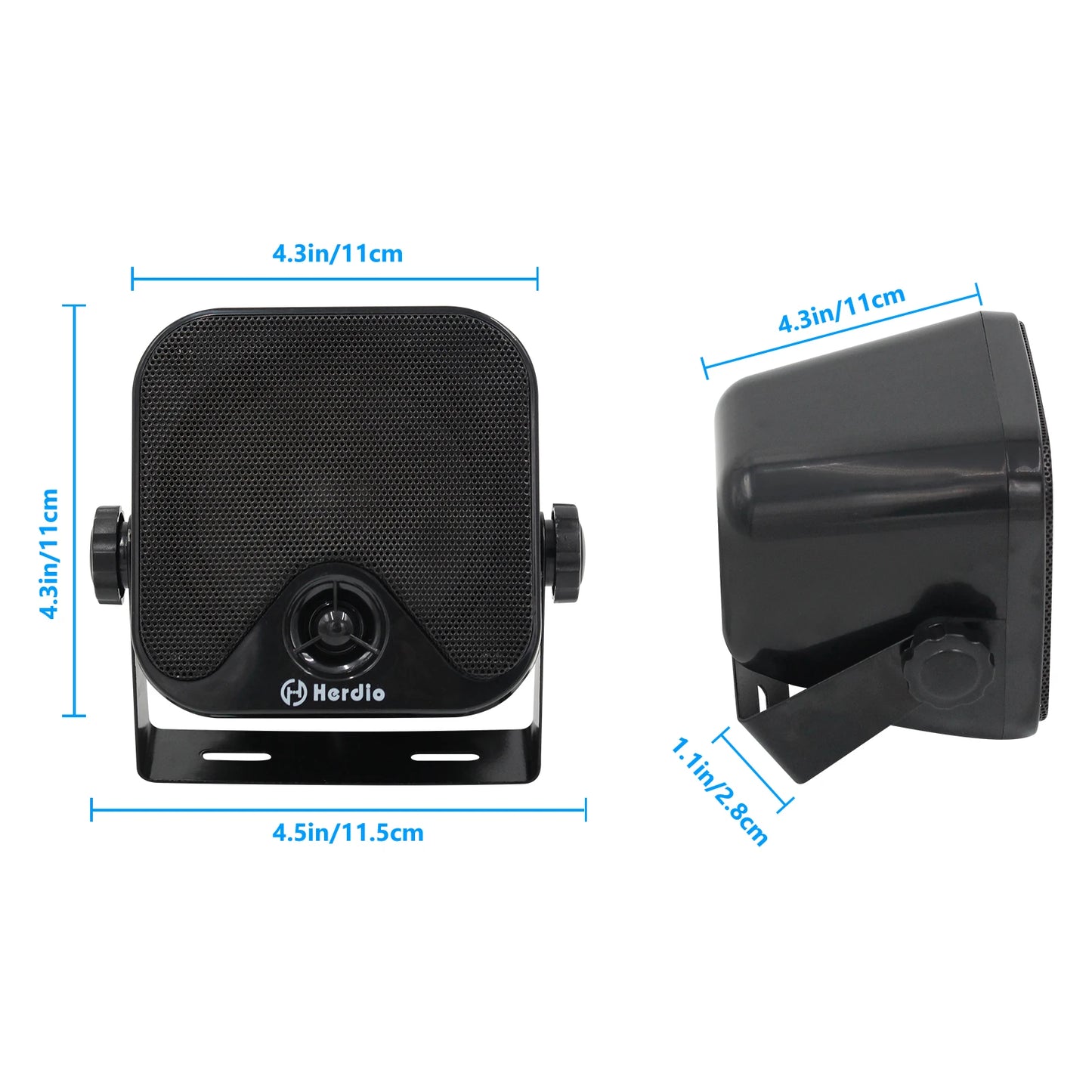 Herdio 4'' 100W Heavy Duty Waterproof Boat Marine Bluetooth Speakers Surface Mounted For Camper Skid Steer ATV UTV RZR Golf Cart