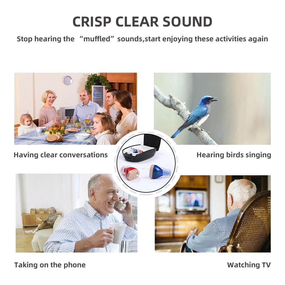 2023 Best Hearing Aids C420 Rechargeable Invisible For Deafness Elderly Adjustable Micro Wireless Hearing Aid Sound Amplifier