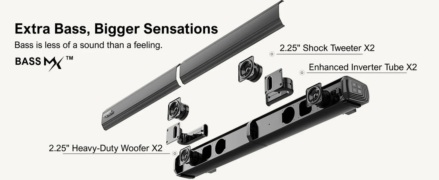 ULTIMEA 100W 2.2ch TV Sound Bar, 2-in-1 Detachable Bluetooth Soundbar for TV, Bass Adjustable, 3 EQ Modes, Apollo S40 Series