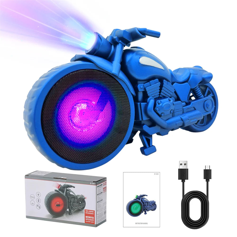 Bluetooth Speaker Motorcycle Replica Retro Ride FM Radio TWS LED Party Lights Tws Rechargeable USB TF Outdoor Speaker
