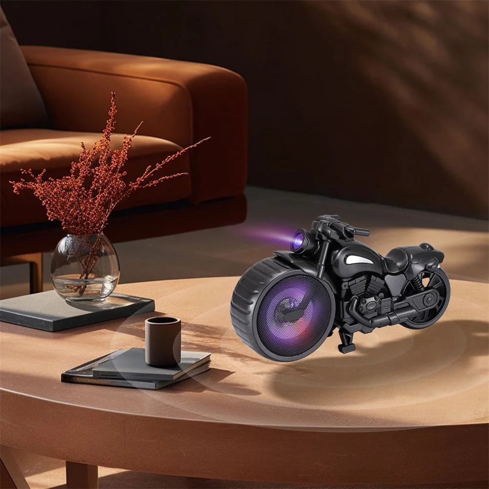 Bluetooth Speaker Motorcycle Replica Retro Ride FM Radio TWS LED Party Lights Tws Rechargeable USB TF Outdoor Speaker