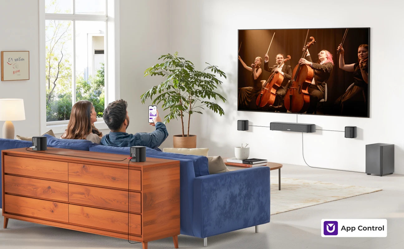ULTIMEA 350W 7.1 Soundbar for TV with Dolby Atmos,Home Theater Technology Bluetooth Speakers with Subwoofer&4 Surround Speakers