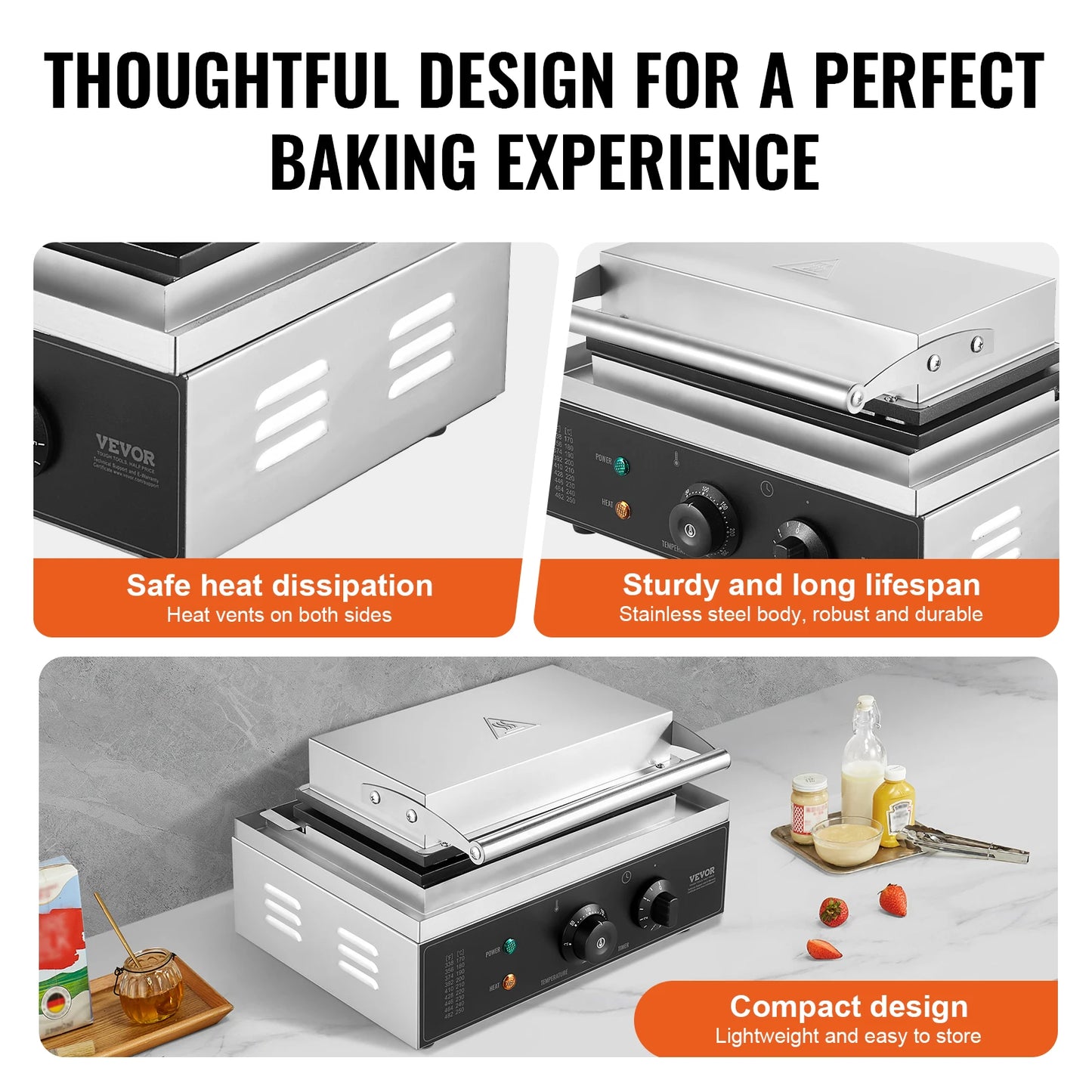 SucceBuy Commercial Waffle Stick Maker 6PCS Waffle Baker Machine Non-Stick Stainless Steel Corn Hot Dog Waffle for Restaurant
