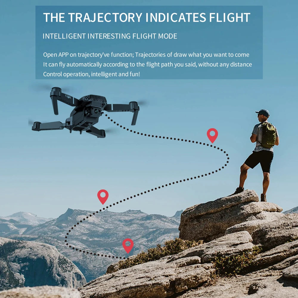 E88 Pro RC Drone WiFi FPV Height Hold Foldable Obstacle Avoidance 4K Wide-Angle HD Camera Quadrotor Helicopter Children's Toys
