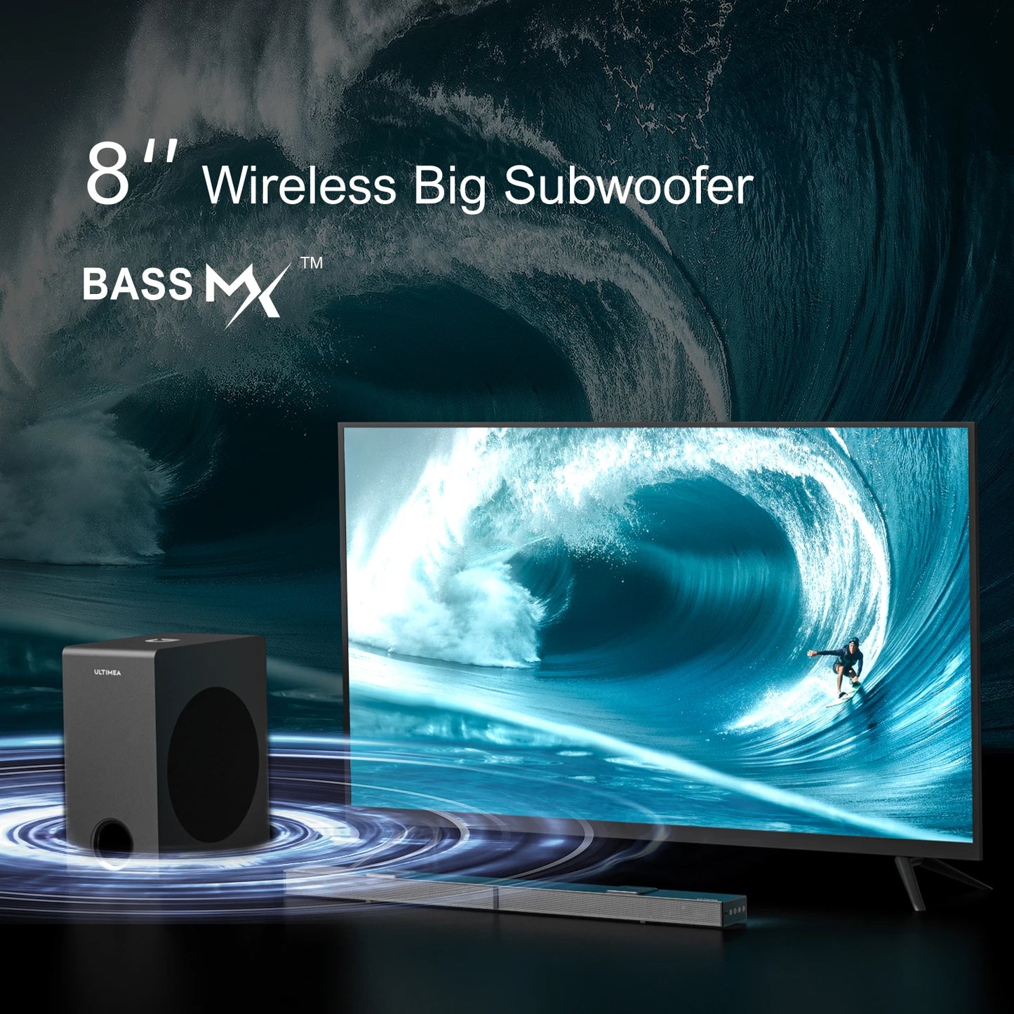 ULTIMEA 5.1.2 Dolby Atmos Soundbar, 360° ASL-Aural Spatial & Localization Technology, 4K HDR Pass-through Bluetooth Home Theater