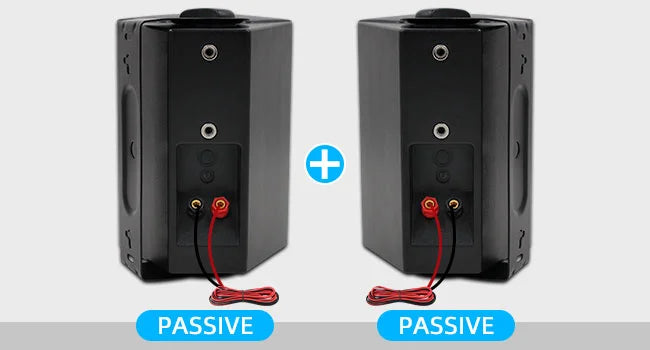 Herdio 5.25'' 300W 2PCS Passive Wired Indoor Outdoor Speakers Patio Deck Speakers All Weather Wall Mount System For Garden Home
