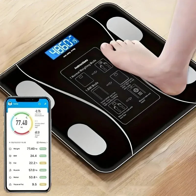 Intelligent Bathroom Scale, Digital Body Scale, With Backlit LED Display Screen And Sturdy Tempered Glass Suitable for home use