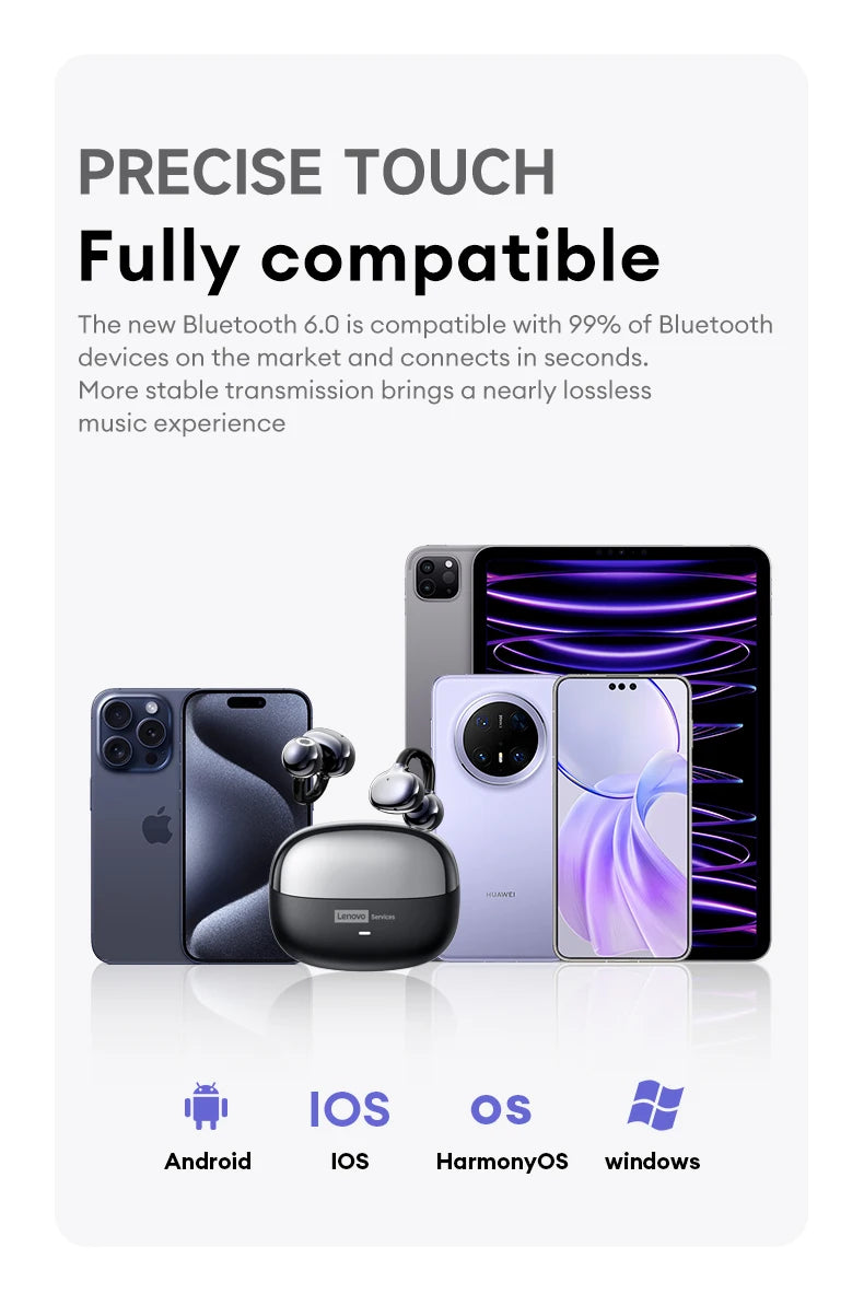 Original Lenovo LE302 Bluetooth Earphones HiFi Sound Ear Clip Earbuds Sports Music Long Battery Life Wireless Headphones Choice