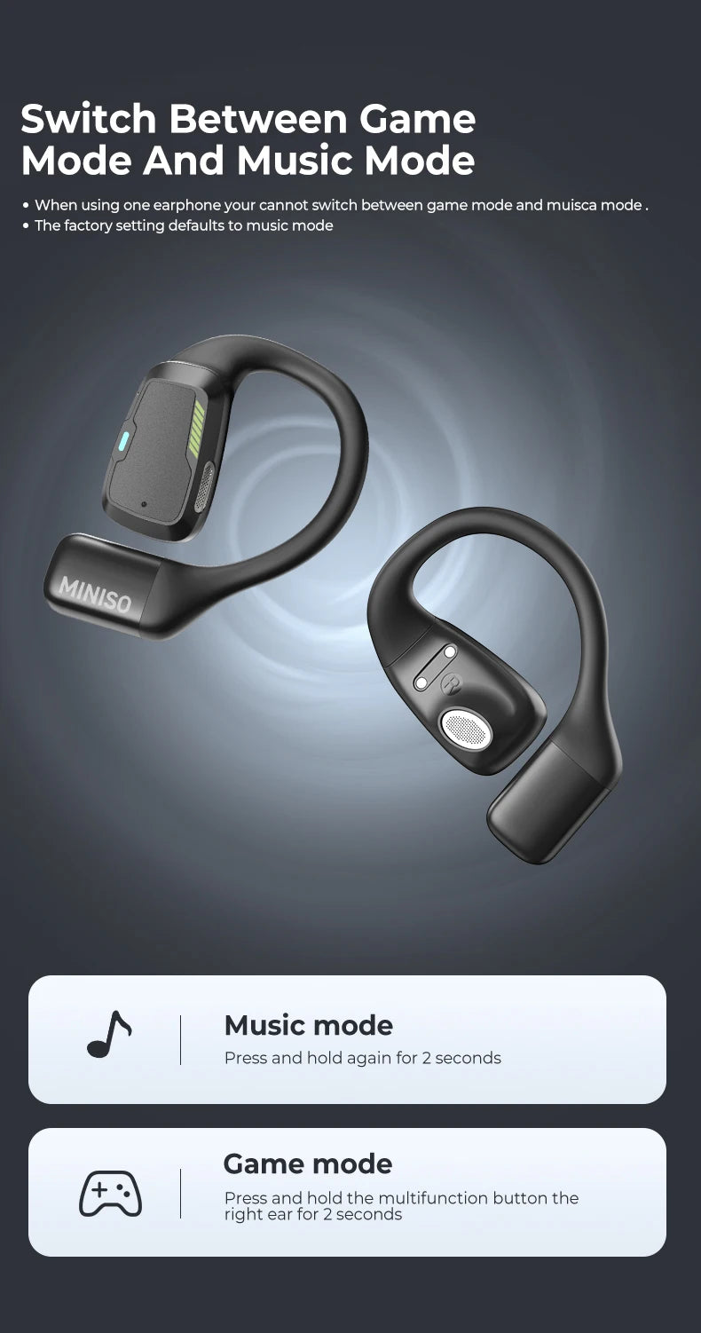 MINISO M98 True Wireless Open Ear Earbuds Bluetooth 5.4ears,13mm Dynamic Driver OWS ears heads Gaming Headset Super Long Endur
