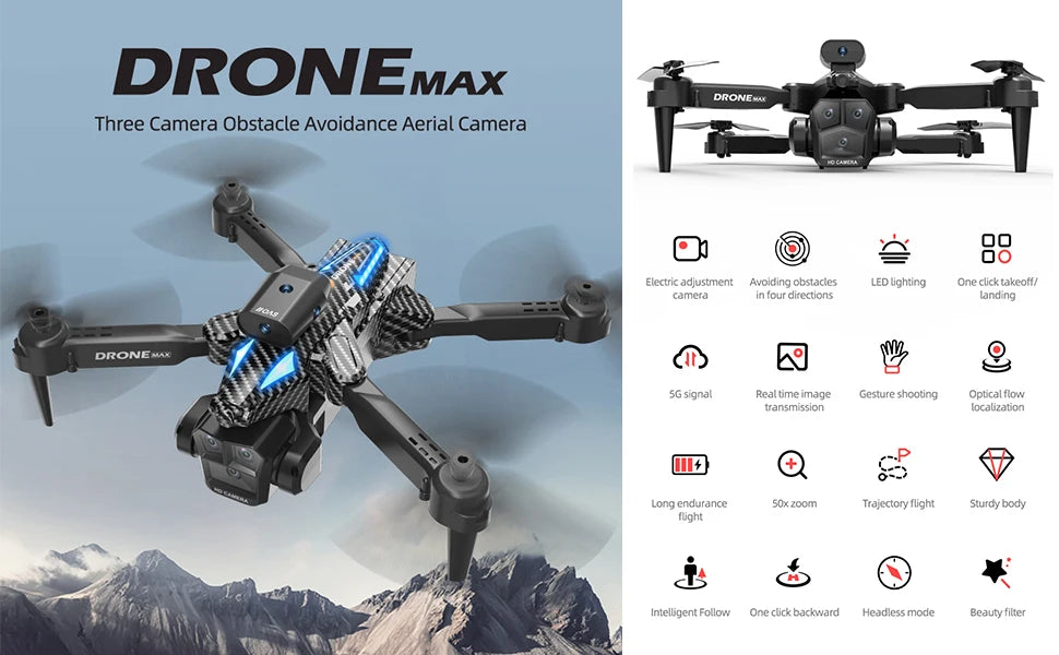 Foldable Camera Drone for Beginners & Adult - Four Direction Obstacle Avoidance, 360° Flips, One-Key Take Off/ Landing, 3D Flips
