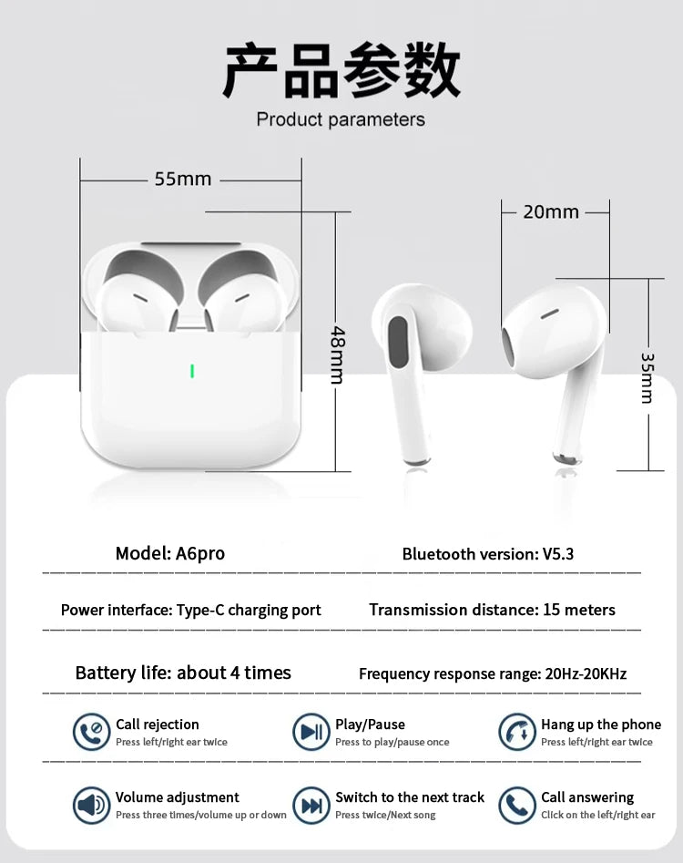 Original AIR Wireless Bluetooth Earphones ANC Noise Reduction Earbuds Microphone TWS Long battery life Pod Spatial Audio PRO