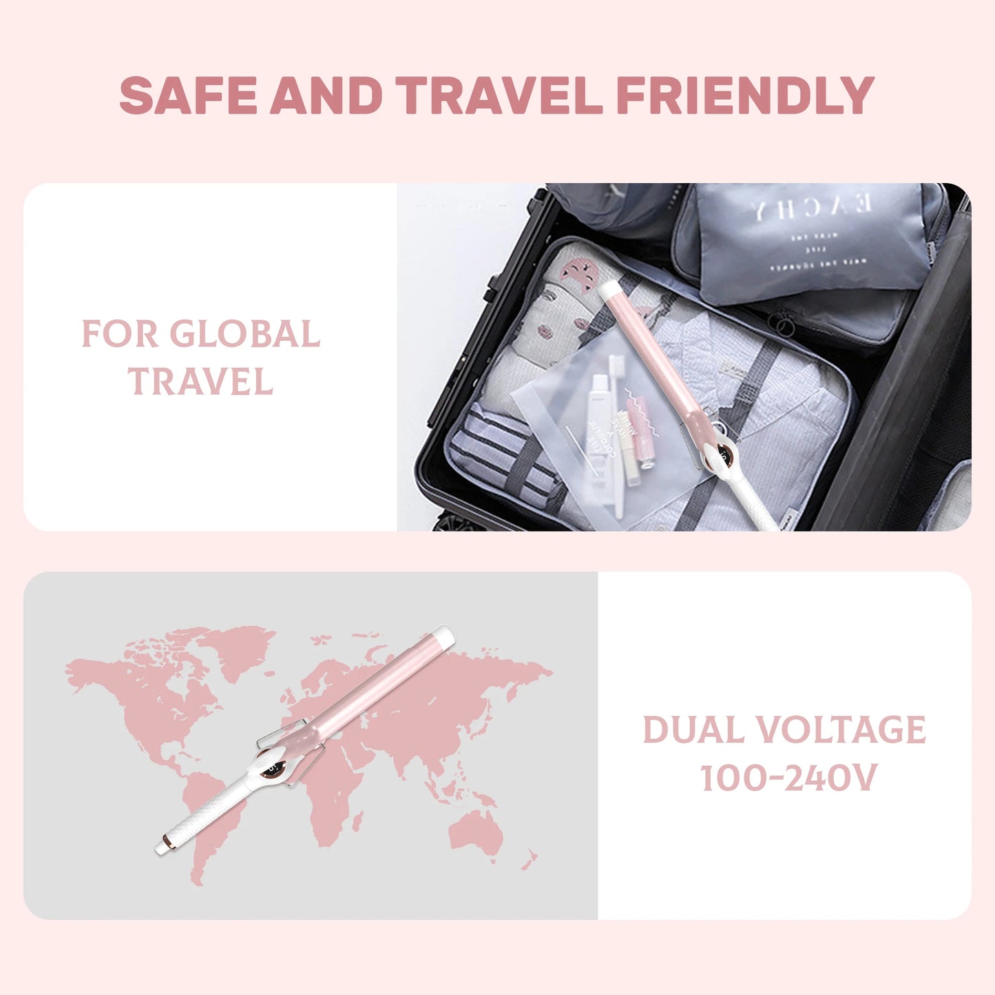 7 inch Ceramic Swivel Curling Iron Hair Curler Professional 7 Adjustable Temp. LED Electric Curler Hair Hair Styling Tool