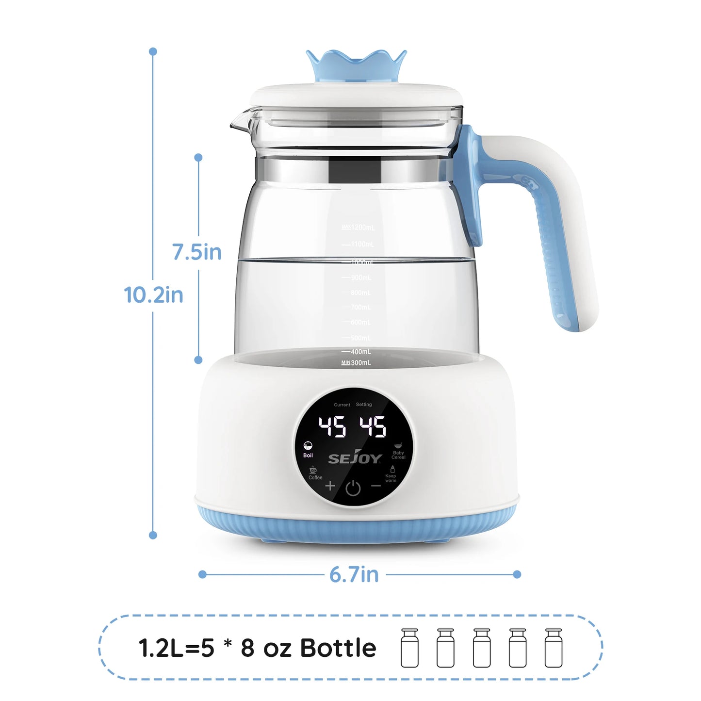 Bottle Warmer comfyer, Baby Bottle Warmer with LCD Display and Timer,110v 600W Electric Baby Formula Kettle for Boil,Coffee,Tea