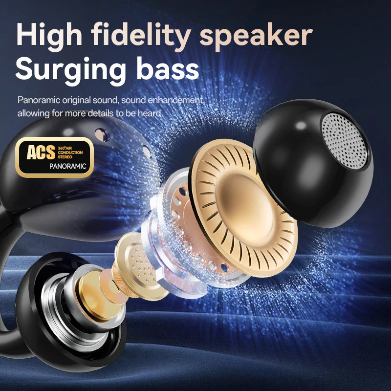 Wireless Ear Clip Earphones with Touch Screen 144 Languages AI Real Time Translation Headphones Smart Bluetooth Earbuds Device