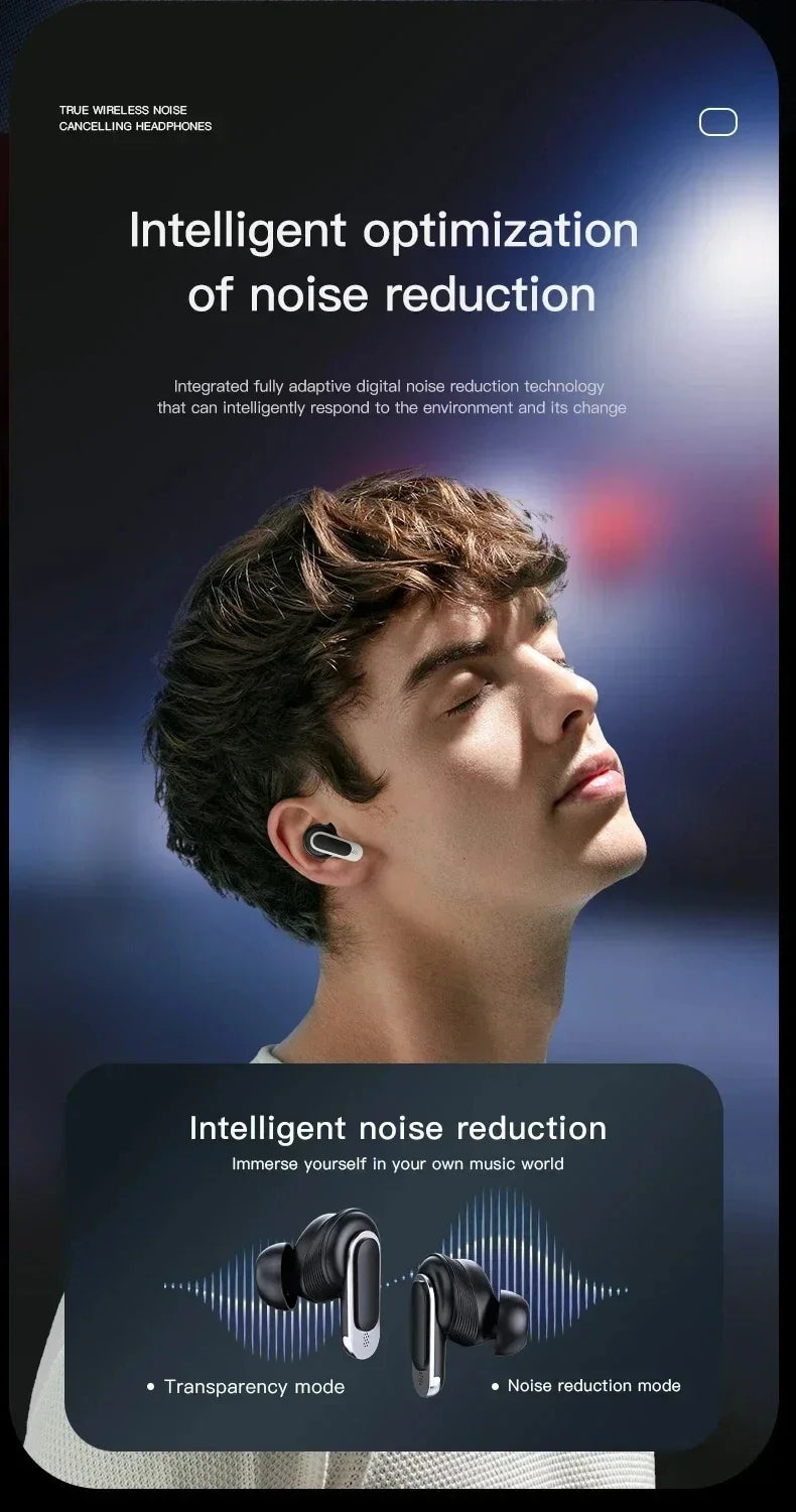 Xiaomi TWS V8 ANC+ENC wireless Bluetooth noise cancelling headphones with microphone, in ear touch screen headphones