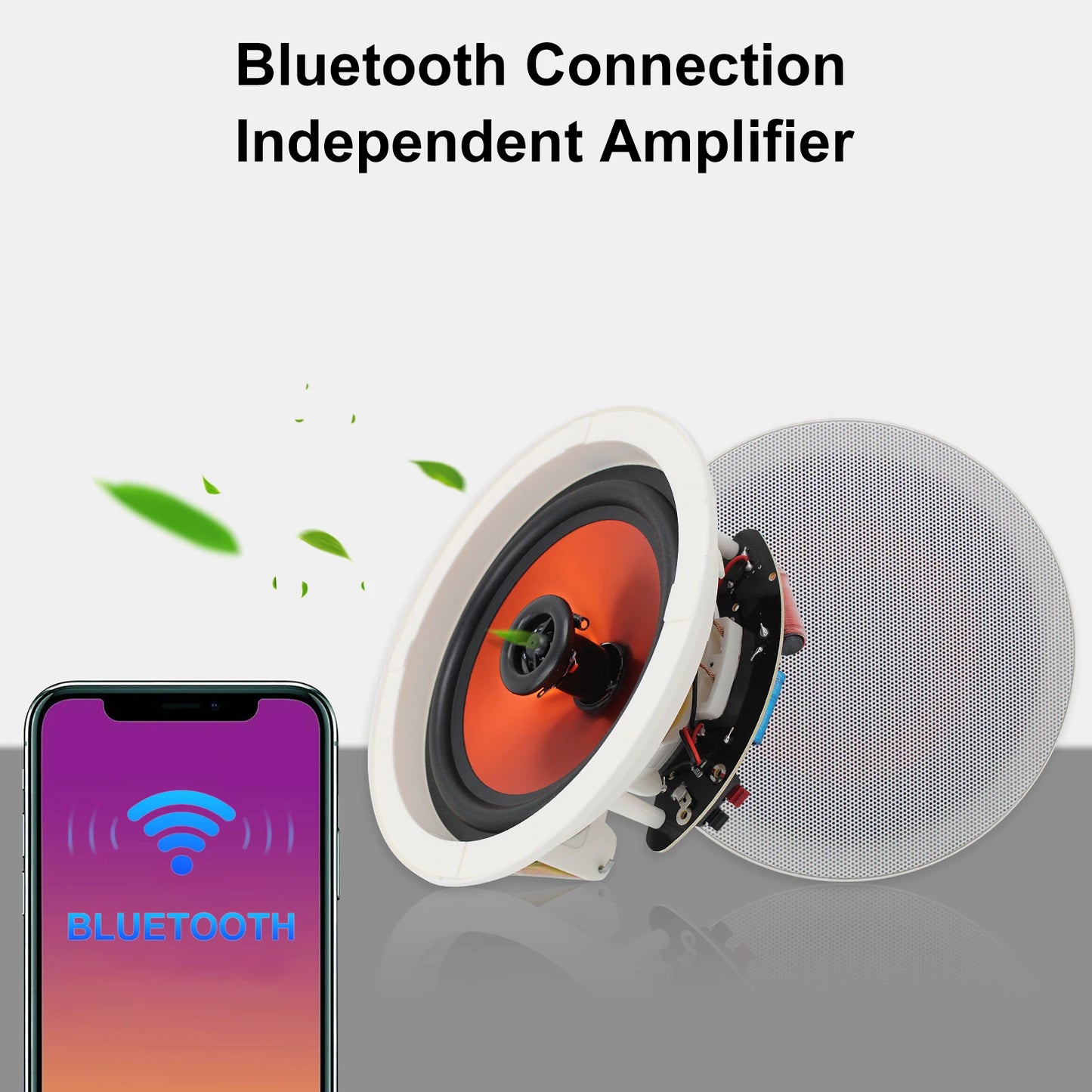 Herdio 6.5 Inch Home Audio 300W Ceiling Bluetooth Speaker HIFI Full Range Stereo System For Indoor Kitchen Bedroom Bathroom