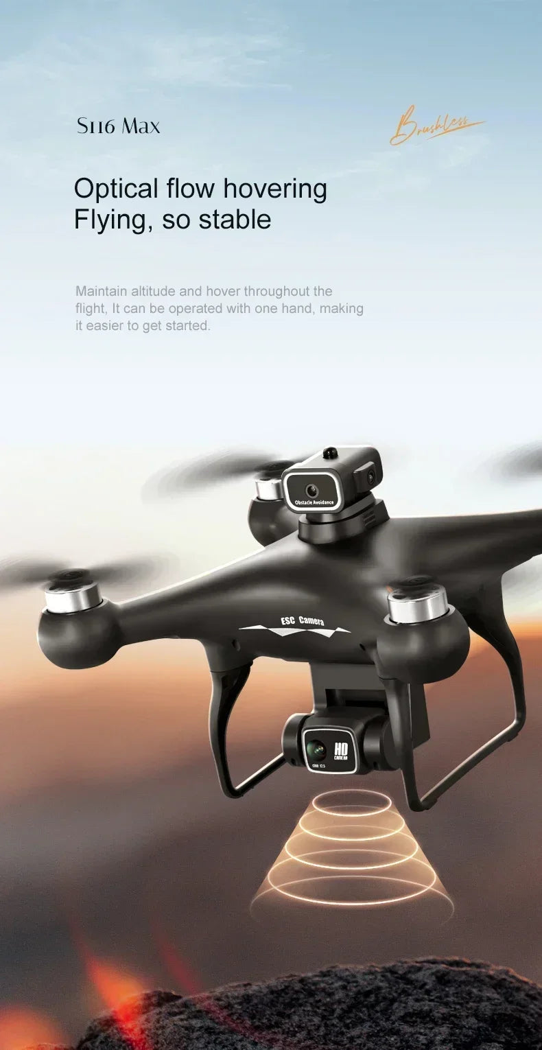 2025 New S116 MAX 8K Drone 3 Batteries+WIFI FPVDual Camera Ptical Flow 360° Obstacle Avoidance Brushless Motor RC Quadcopter