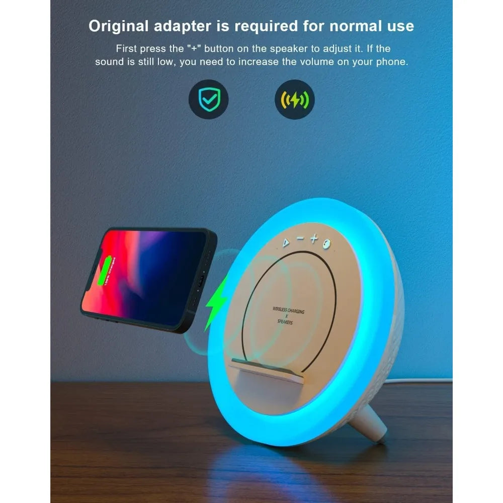 Bluetooth Speaker with Night Light, Wireless Charging, Perfect Teenage Birthday Gift for Tween Girls