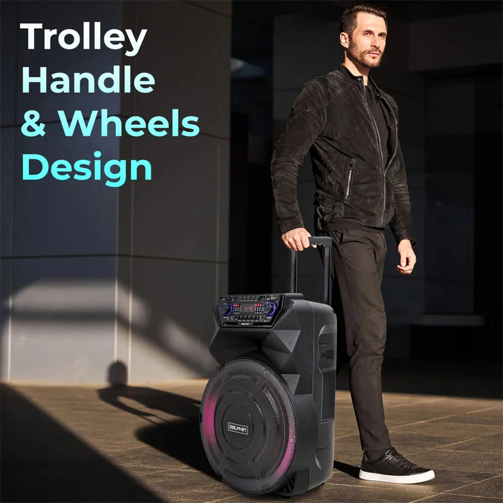 4500W Portable Bluetooth Party Speaker 18" Subwoofer Heavy Bass Sound System Dj Karaoke Led Light Loud Rechargeable Speaker