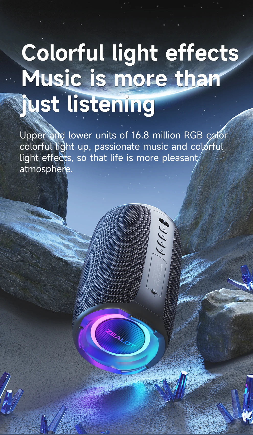 Zealot-S61 Bluetooth Speaker,with IPX6 Waterproof Protection and Outdoor Bass Sound for Backyard and Beach Party,10W Loudspeaker