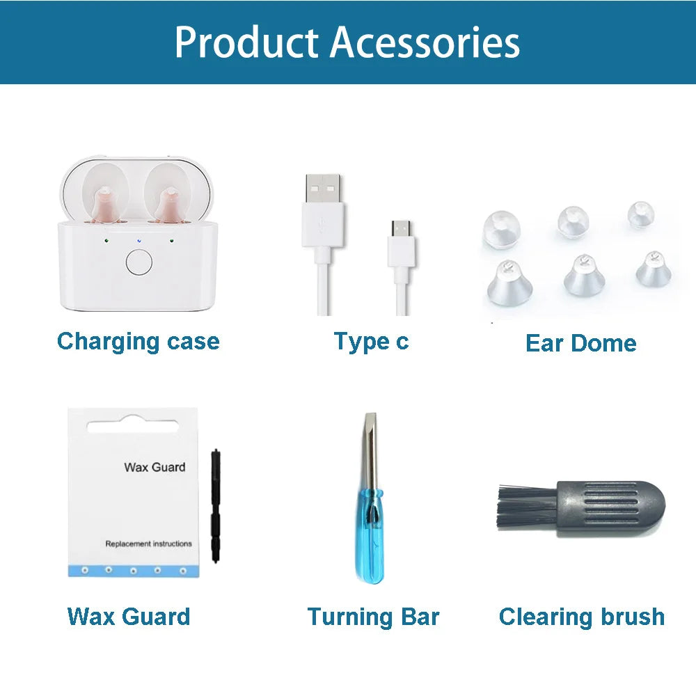 2023 Best Hearing Aids C420 Rechargeable Invisible For Deafness Elderly Adjustable Micro Wireless Hearing Aid Sound Amplifier